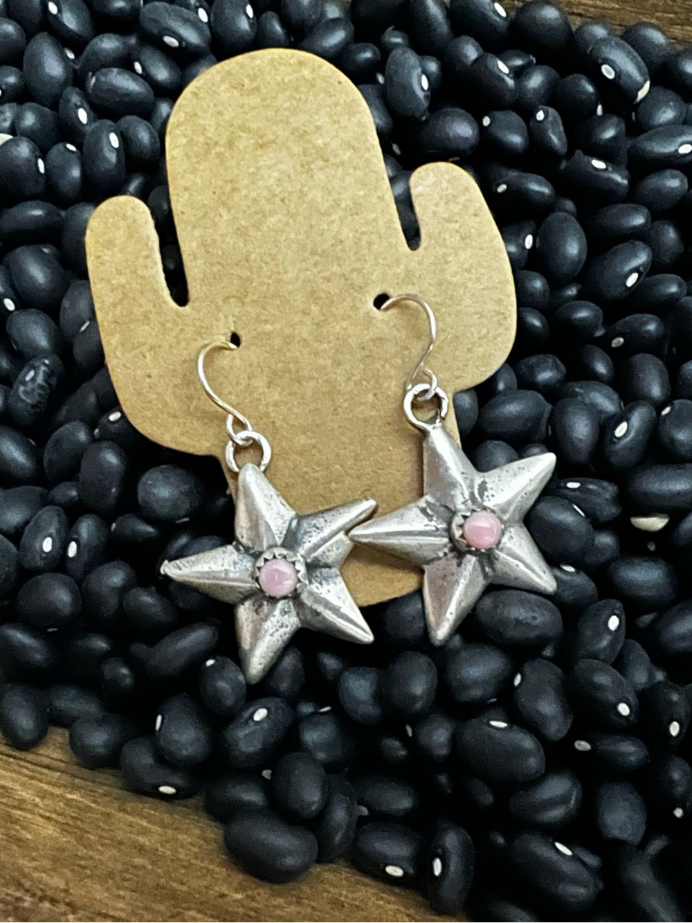 Sterling Silver Pink Conch Star Drop Earrings